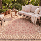 Frost2 Traditional Floral Border Rose Madder Cream Washable Indoor Outdoor Rug - RugzellaDigital Print RugRugzellaRugzellaBBB381-RECT-24x47-60x120cmRGZLLA110771Rectangle2' x 3'11" (60x120 cm)RECTANGLE | Frost2 rectangle outdoor
