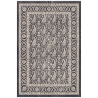Gilliflower Traditional Floral Border Charcoal Pewter Ivory Washable Indoor Outdoor Entryway Rug - RugzellaDigital Print RugRugzellaRugzellaBBB562-RECT-24x47-60x120cmRGZLLA169061Rectangle2' x 3'11" (60x120 cm)RECTANGLE | HERO | Gilliflower rectangle
