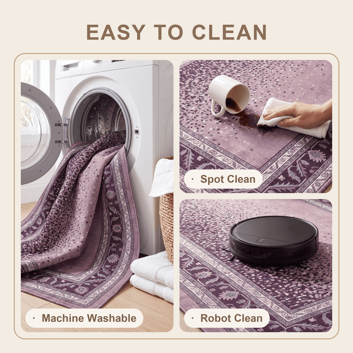 Ginkgo Modern Speckled Mosaic Dot Plum Slate Chalk Washable Indoor Outdoor Entryway Rug - RugzellaDigital Print RugRugzellaRugzellaBBB563-RECT-24x47-60x120cmRGZLLA169396Rectangle2' x 3'11" (60x120 cm)SHARED | Ginkgo feature clean