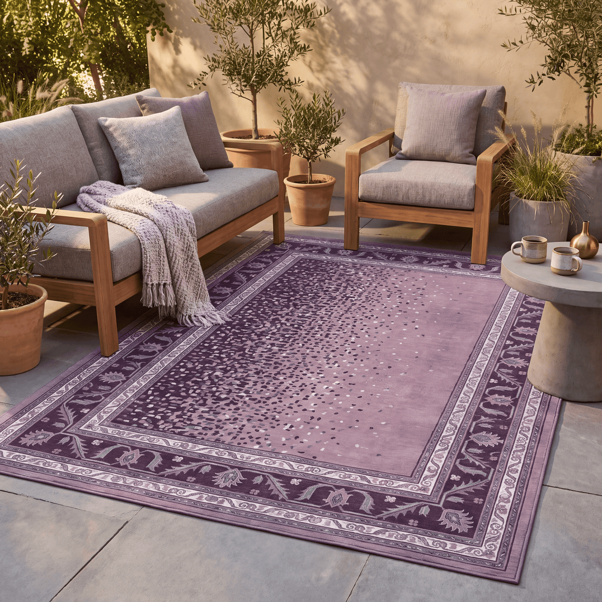 Ginkgo Modern Speckled Mosaic Dot Plum Slate Chalk Washable Indoor Outdoor Entryway Rug - RugzellaDigital Print RugRugzellaRugzellaBBB563-RECT-24x47-60x120cmRGZLLA169396Rectangle2' x 3'11" (60x120 cm)RECTANGLE | Ginkgo rectangle outdoor
