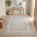 Gladdon Modern Minimalist Border Sage Green Linen Fog Washable Indoor Outdoor Entryway Rug - RugzellaDigital Print RugRugzellaRugzellaBBB564-RECT-24x47-60x120cmRGZLLA169731Rectangle2' x 3'11" (60x120 cm)RECTANGLE | Gladdon rectangle entryway