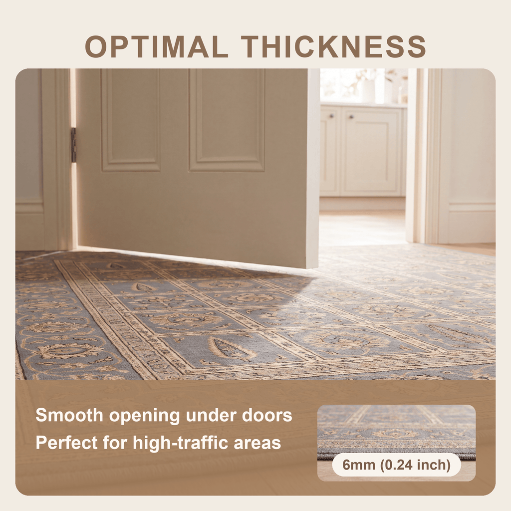 Glenmore Traditional Oriental Style Medallion Slate Grey Bone Gold Washable Indoor Outdoor Entryway Rug - RugzellaDigital Print RugRugzellaRugzellaBBB452-RECT-24x47-60x120cmRGZLLA128191Rectangle2' x 3'11" (60x120 cm)SHARED | Glenmore feature thickness