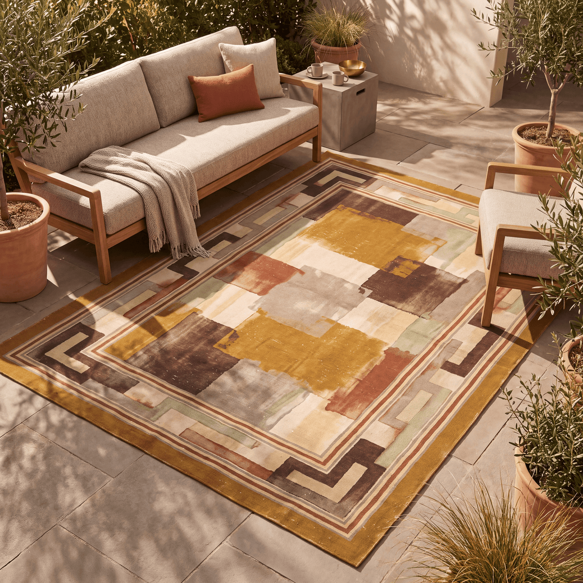 Goosefoot Modern Speckled Mosaic Dot Bronze Umber Wheat Washable Indoor Outdoor Entryway Rug - RugzellaDigital Print RugRugzellaRugzellaBBB566-RECT-24x47-60x120cmRGZLLA170066Rectangle2' x 3'11" (60x120 cm)RECTANGLE | Goosefoot rectangle outdoor