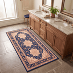 Gorge2 Traditional Medallion Border Persian Style Indigo Ivory Red Washable Indoor Outdoor Rug - RugzellaDigital Print RugRugzellaRugzellaBBB420-RECT-24x47-60x120cmRGZLLA121826Rectangle2' x 3'11" (60x120 cm)RUNNER | Gorge2 runner bathroom