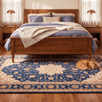 Gorge2 Traditional Medallion Border Persian Style Indigo Ivory Red Washable Indoor Outdoor Rug - RugzellaDigital Print RugRugzellaRugzellaBBB420-RECT-24x47-60x120cmRGZLLA121826Rectangle2' x 3'11" (60x120 cm)RECTANGLE | Gorge2 rectangle bedroom