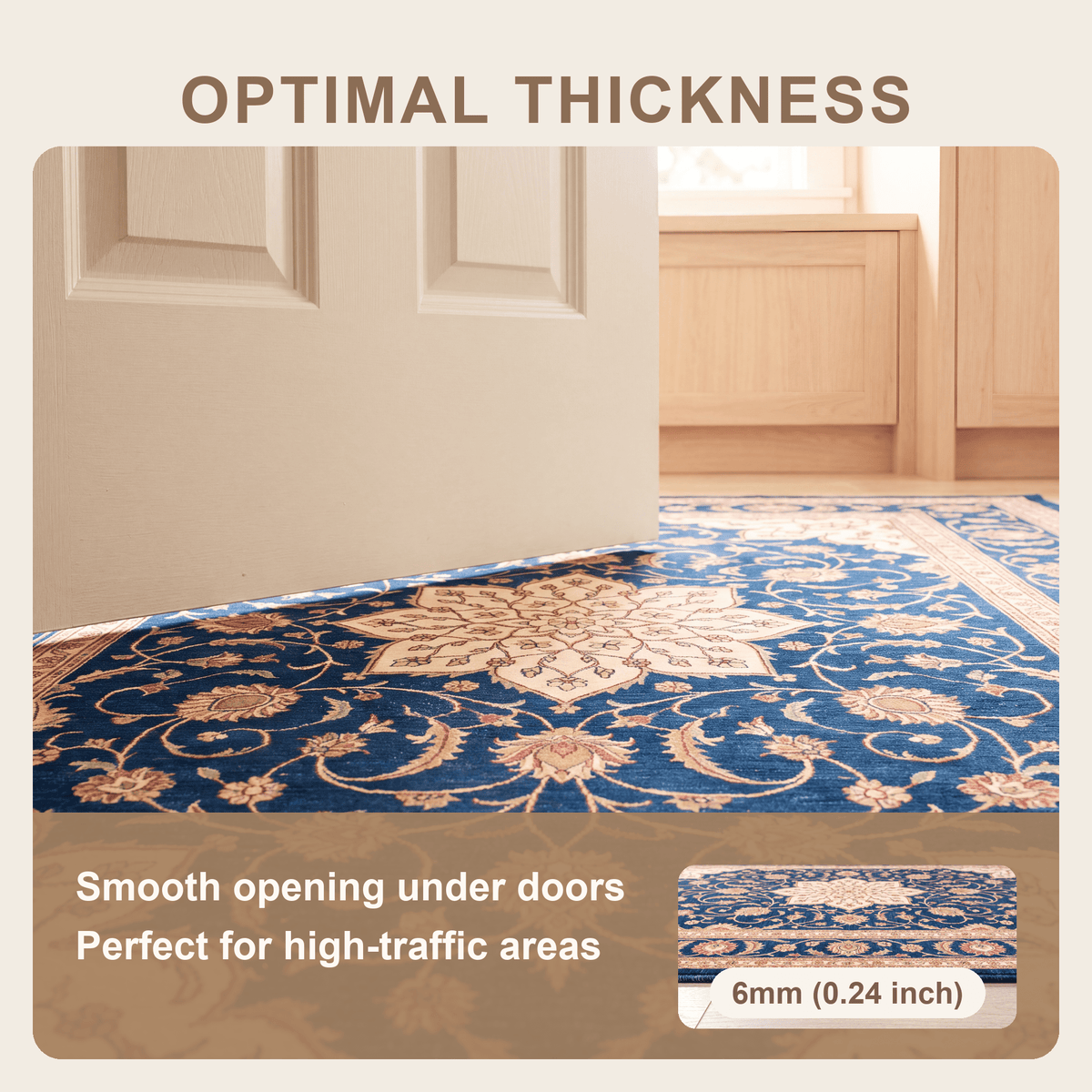 Gorge2 Traditional Medallion Border Persian Style Indigo Ivory Red Washable Indoor Outdoor Rug - RugzellaDigital Print RugRugzellaRugzellaBBB420-RECT-24x47-60x120cmRGZLLA121826Rectangle2' x 3'11" (60x120 cm)SHARED | Gorge2 feature thickness
