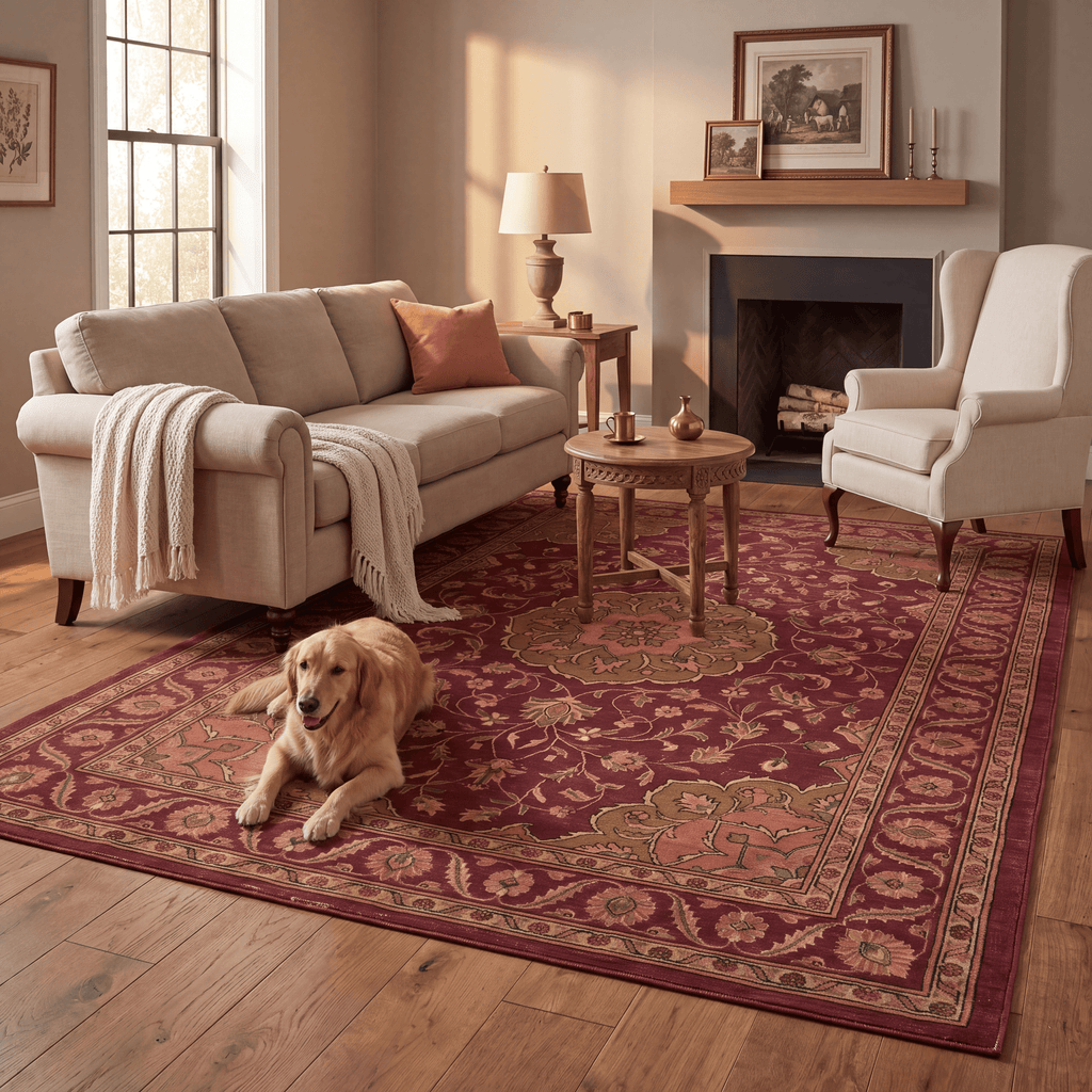 Gravelbed Traditional Medallion Border Oxblood Bronze Linen Washable Indoor Outdoor Entryway Rug - RugzellaDigital Print RugRugzellaRugzellaBBB453-RECT-24x47-60x120cmRGZLLA128526Rectangle2' x 3'11" (60x120 cm)RECTANGLE | Gravelbed rectangle livingroom