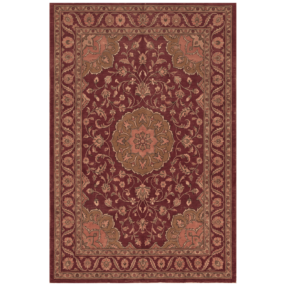 Gravelbed Traditional Medallion Border Oxblood Bronze Linen Washable Indoor Outdoor Entryway Rug - RugzellaDigital Print RugRugzellaRugzellaBBB453-RECT-24x47-60x120cmRGZLLA128526Rectangle2' x 3'11" (60x120 cm)RECTANGLE | HERO | Gravelbed rectangle