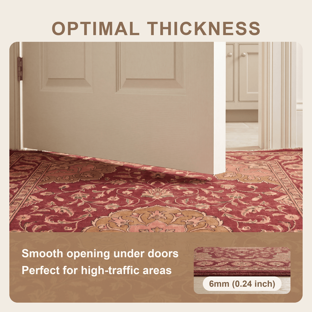 Gravelbed Traditional Medallion Border Oxblood Bronze Linen Washable Indoor Outdoor Entryway Rug - RugzellaDigital Print RugRugzellaRugzellaBBB453-RECT-24x47-60x120cmRGZLLA128526Rectangle2' x 3'11" (60x120 cm)SHARED | Gravelbed feature thickness