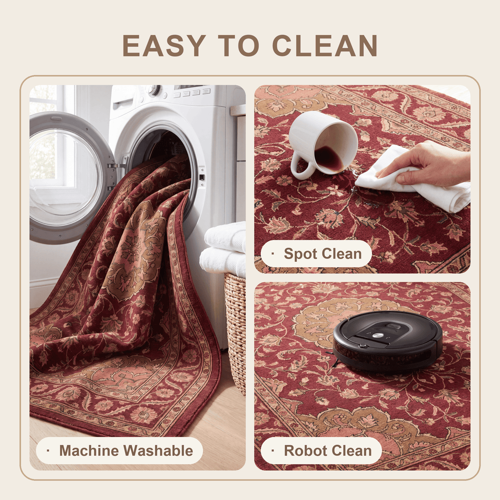 Gravelbed Traditional Medallion Border Oxblood Bronze Linen Washable Indoor Outdoor Entryway Rug - RugzellaDigital Print RugRugzellaRugzellaBBB453-RECT-24x47-60x120cmRGZLLA128526Rectangle2' x 3'11" (60x120 cm)SHARED | Gravelbed feature clean