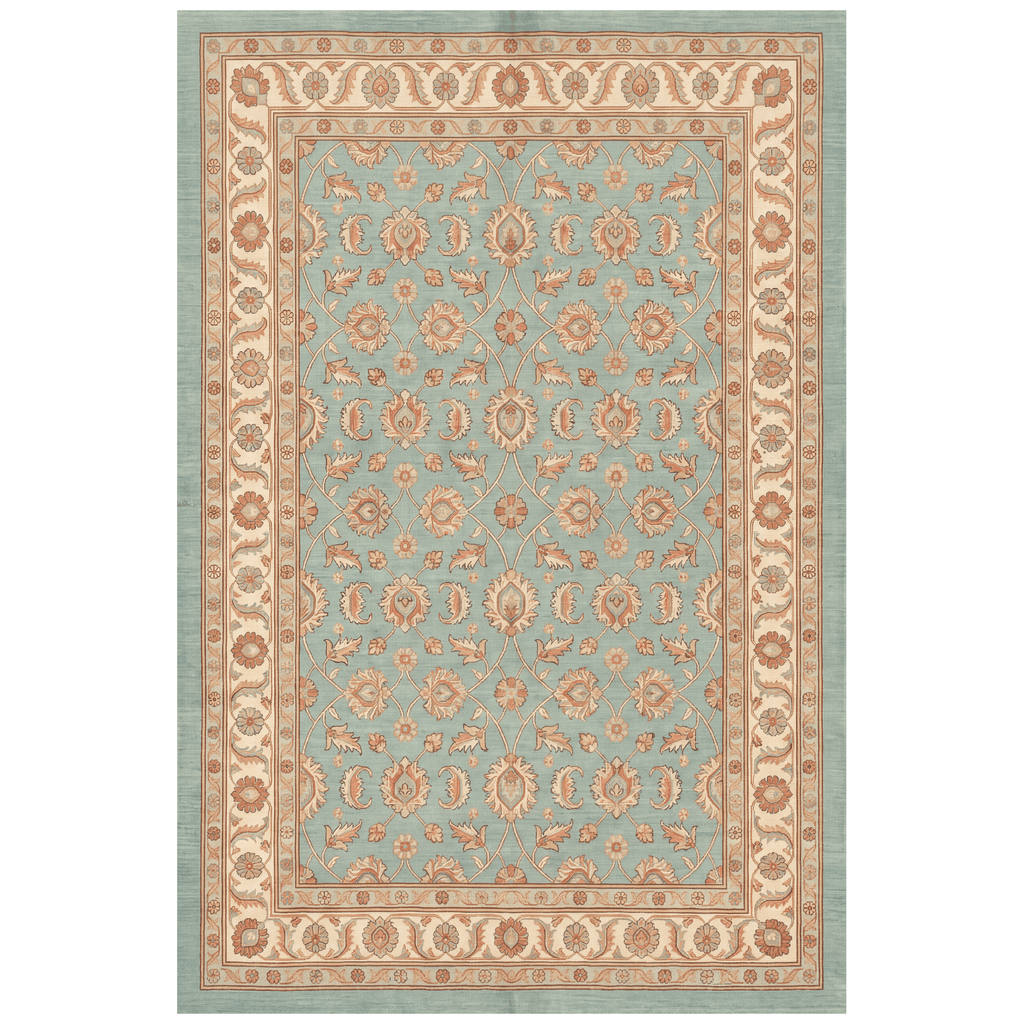 Greenway Traditional Floral Border Teal Ivory Rust Washable Indoor Outdoor Entryway Rug - RugzellaDigital Print RugRugzellaRugzellaBBB454-RECT-24x47-60x120cmRGZLLA128861Rectangle2' x 3'11" (60x120 cm)RECTANGLE | HERO | Greenway rectangle