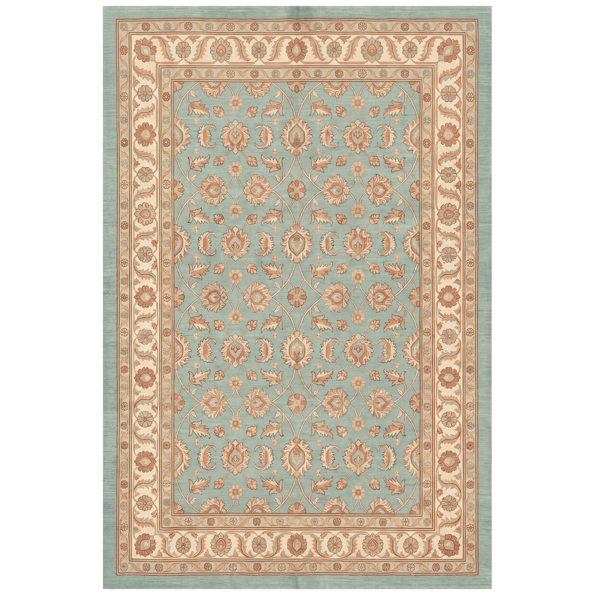 Greenway Traditional Floral Border Teal Ivory Rust Washable Indoor Outdoor Entryway Rug - RugzellaDigital Print RugRugzellaRugzellaBBB454-RECT-24x47-60x120cmRGZLLA128861Rectangle2' x 3'11" (60x120 cm)RECTANGLE | HERO | Greenway rectangle