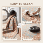 Greenway Traditional Floral Border Teal Ivory Rust Washable Indoor Outdoor Entryway Rug - RugzellaDigital Print RugRugzellaRugzellaBBB454-RECT-24x47-60x120cmRGZLLA128861Rectangle2' x 3'11" (60x120 cm)SHARED | Greenway feature clean
