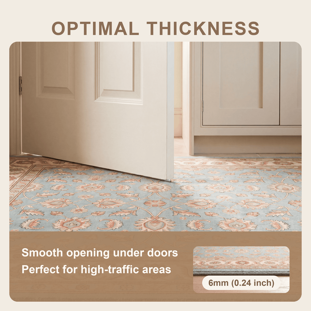 Greenway Traditional Floral Border Teal Ivory Rust Washable Indoor Outdoor Entryway Rug - RugzellaDigital Print RugRugzellaRugzellaBBB454-RECT-24x47-60x120cmRGZLLA128861Rectangle2' x 3'11" (60x120 cm)SHARED | Greenway feature thickness