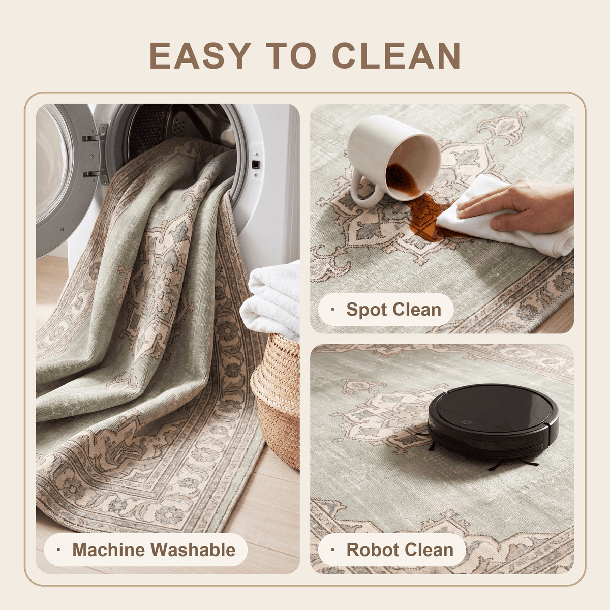 Grindle Modern Minimalist Border Sage Green Linen Fog Washable Indoor Outdoor Entryway Rug - RugzellaDigital Print RugRugzellaRugzellaBBB455-RECT-24x47-60x120cmRGZLLA129196Rectangle2' x 3'11" (60x120 cm)SHARED | Grindle feature clean