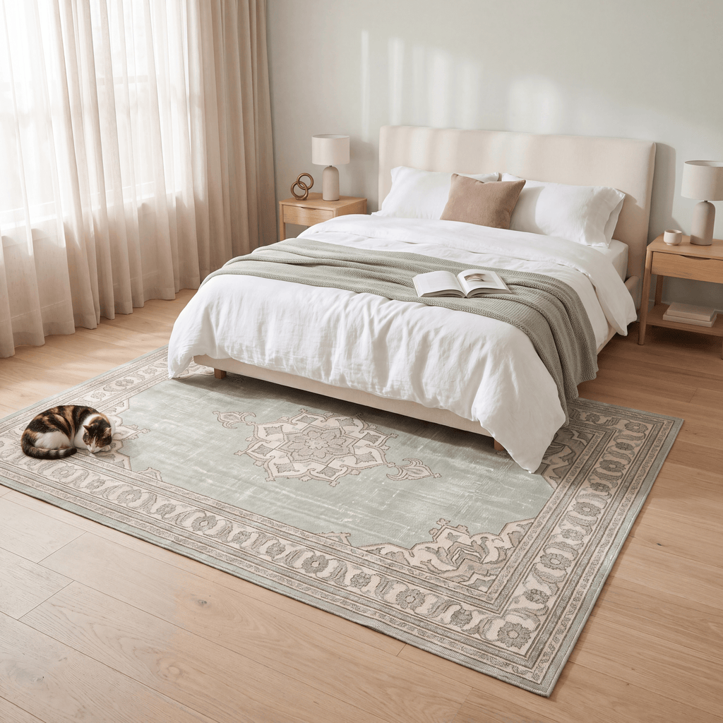 Grindle Modern Minimalist Border Sage Green Linen Fog Washable Indoor Outdoor Entryway Rug - RugzellaDigital Print RugRugzellaRugzellaBBB455-RECT-24x47-60x120cmRGZLLA129196Rectangle2' x 3'11" (60x120 cm)RECTANGLE | Grindle rectangle bedroom