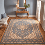 Groundsel Traditional Medallion Border Slate Bone Gold Washable Indoor Outdoor Entryway Rug - RugzellaDigital Print RugRugzellaRugzellaBBB568-RECT-24x47-60x120cmRGZLLA170736Rectangle2' x 3'11" (60x120 cm)RECTANGLE | Groundsel rectangle entryway