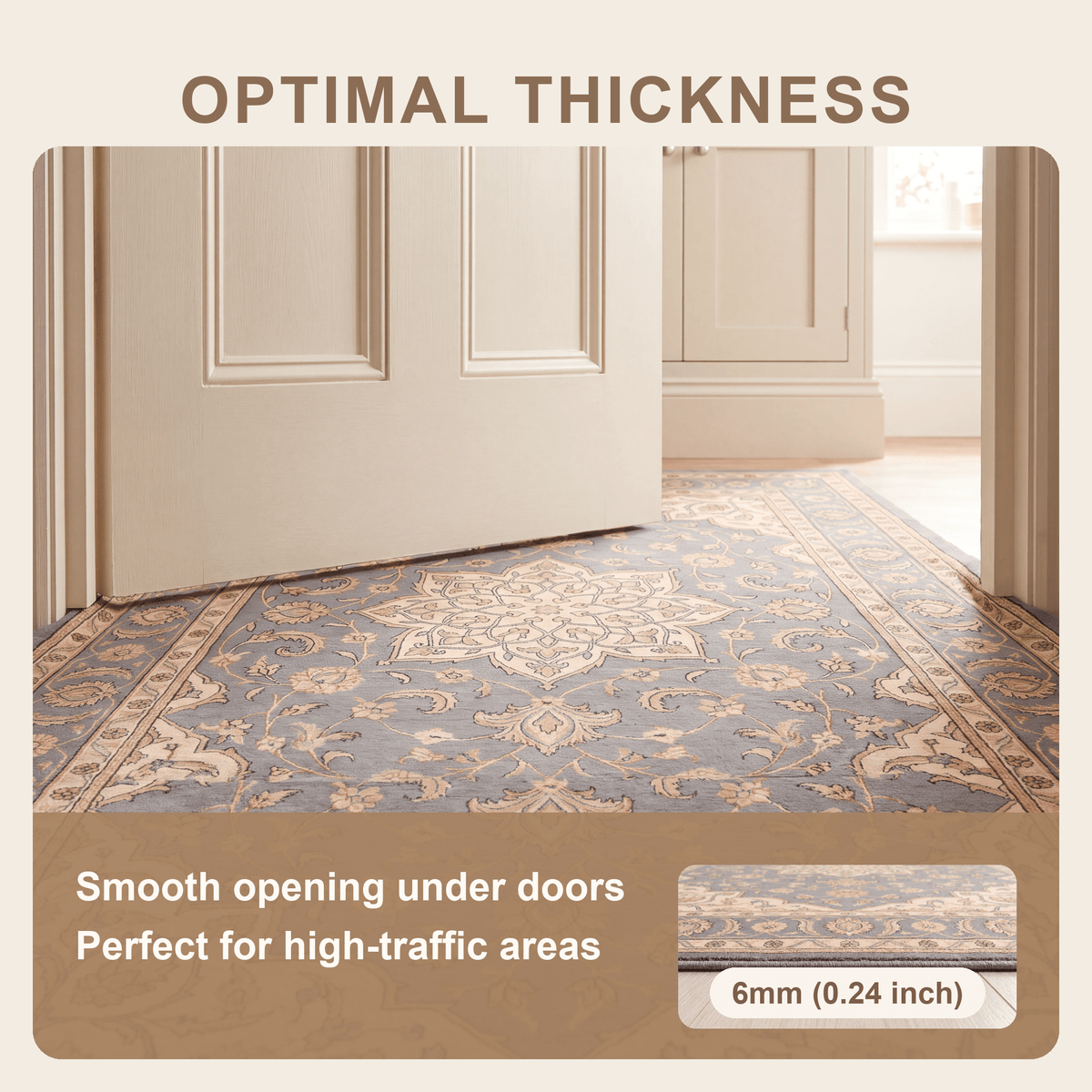 Groundsel Traditional Medallion Border Slate Bone Gold Washable Indoor Outdoor Entryway Rug - RugzellaDigital Print RugRugzellaRugzellaBBB568-RECT-24x47-60x120cmRGZLLA170736Rectangle2' x 3'11" (60x120 cm)SHARED | Groundsel feature thickness