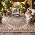 Groundsel Traditional Medallion Border Slate Bone Gold Washable Indoor Outdoor Entryway Rug - RugzellaDigital Print RugRugzellaRugzellaBBB568-RECT-24x47-60x120cmRGZLLA170736Rectangle2' x 3'11" (60x120 cm)RECTANGLE | Groundsel rectangle outdoor
