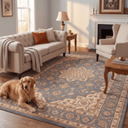 Groundsel Traditional Medallion Border Slate Bone Gold Washable Indoor Outdoor Entryway Rug - RugzellaDigital Print RugRugzellaRugzellaBBB568-RECT-24x47-60x120cmRGZLLA170736Rectangle2' x 3'11" (60x120 cm)RECTANGLE | Groundsel rectangle livingroom