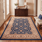 Guelder Traditional All Over Floral Bordered Indigo Ivory Madder Red Washable Indoor Outdoor Entryway Rug - RugzellaDigital Print RugRugzellaRugzellaBBB569-RECT-24x47-60x120cmRGZLLA171071Rectangle2' x 3'11" (60x120 cm)RECTANGLE | Guelder rectangle entryway
