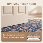 Guelder Traditional All Over Floral Bordered Indigo Ivory Madder Red Washable Indoor Outdoor Entryway Rug - RugzellaDigital Print RugRugzellaRugzellaBBB569-RECT-24x47-60x120cmRGZLLA171071Rectangle2' x 3'11" (60x120 cm)SHARED | Guelder feature thickness