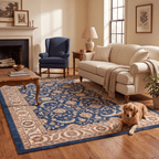 Guelder Traditional All Over Floral Bordered Indigo Ivory Madder Red Washable Indoor Outdoor Entryway Rug - RugzellaDigital Print RugRugzellaRugzellaBBB569-RECT-24x47-60x120cmRGZLLA171071Rectangle2' x 3'11" (60x120 cm)RECTANGLE | Guelder rectangle livingroom