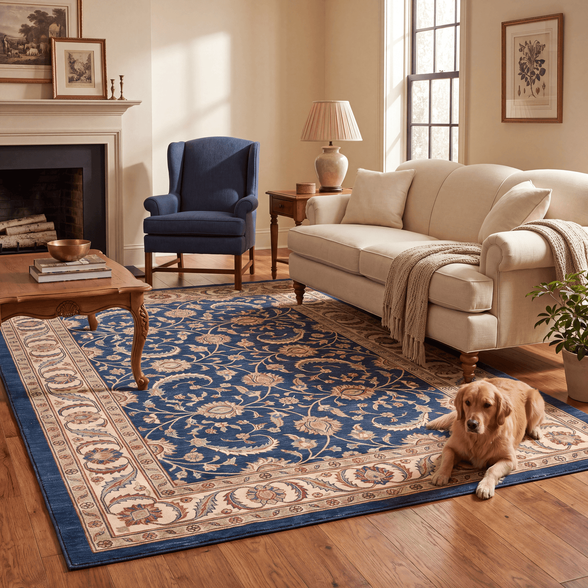 Guelder Traditional All Over Floral Bordered Indigo Ivory Madder Red Washable Indoor Outdoor Entryway Rug - RugzellaDigital Print RugRugzellaRugzellaBBB569-RECT-24x47-60x120cmRGZLLA171071Rectangle2' x 3'11" (60x120 cm)RECTANGLE | Guelder rectangle livingroom