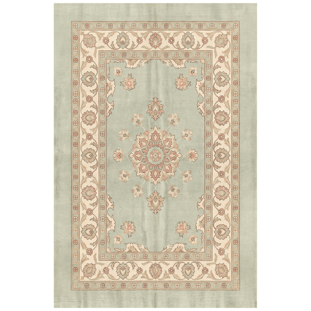 Gully2 Traditional Medallion Border Sage Ivory Rose Washable Indoor Outdoor Entryway Rug - RugzellaDigital Print RugRugzellaRugzellaBBB421-RECT-24x47-60x120cmRGZLLA136566Rectangle2' x 3'11" (60x120 cm)RECTANGLE | HERO | Gully2 rectangle