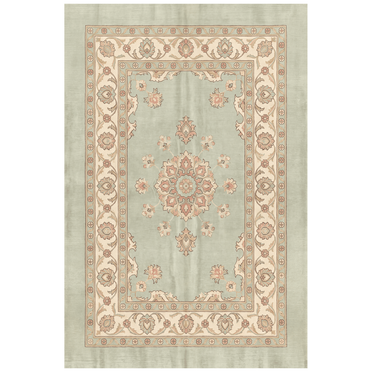 Gully2 Traditional Medallion Border Sage Ivory Rose Washable Indoor Outdoor Entryway Rug - RugzellaDigital Print RugRugzellaRugzellaBBB421-RECT-24x47-60x120cmRGZLLA136566Rectangle2' x 3'11" (60x120 cm)RECTANGLE | HERO | Gully2 rectangle