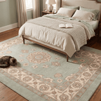 Gully2 Traditional Medallion Border Sage Ivory Rose Washable Indoor Outdoor Entryway Rug - RugzellaDigital Print RugRugzellaRugzellaBBB421-RECT-24x47-60x120cmRGZLLA136566Rectangle2' x 3'11" (60x120 cm)RECTANGLE | Gully2 rectangle bedroom