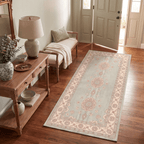 Gully2 Traditional Medallion Border Sage Ivory Rose Washable Indoor Outdoor Entryway Rug - RugzellaDigital Print RugRugzellaRugzellaBBB421-RECT-24x47-60x120cmRGZLLA136566Rectangle2' x 3'11" (60x120 cm)RUNNER | Gully2 runner entryway
