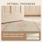 Gully2 Traditional Medallion Border Sage Ivory Rose Washable Indoor Outdoor Entryway Rug - RugzellaDigital Print RugRugzellaRugzellaBBB421-RECT-24x47-60x120cmRGZLLA136566Rectangle2' x 3'11" (60x120 cm)SHARED | Gully2 feature thickness