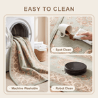 Gully2 Traditional Medallion Border Sage Ivory Rose Washable Indoor Outdoor Entryway Rug - RugzellaDigital Print RugRugzellaRugzellaBBB421-RECT-24x47-60x120cmRGZLLA136566Rectangle2' x 3'11" (60x120 cm)SHARED | Gully2 feature clean