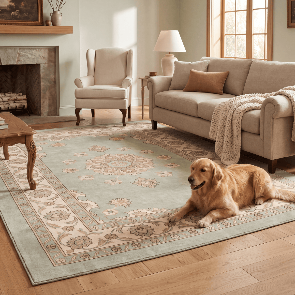 Gully2 Traditional Medallion Border Sage Ivory Rose Washable Indoor Outdoor Entryway Rug - RugzellaDigital Print RugRugzellaRugzellaBBB421-RECT-24x47-60x120cmRGZLLA136566Rectangle2' x 3'11" (60x120 cm)RECTANGLE | Gully2 rectangle livingroom