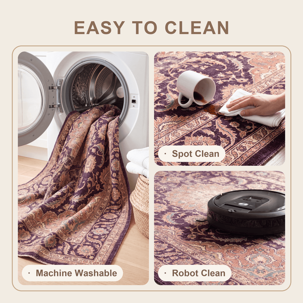 Hardhead Traditional Distressed Medallion Aubergine Rose Ivory Washable Indoor Outdoor Entryway Rug - RugzellaDigital Print RugRugzellaRugzellaBBB570-RECT-24x47-60x120cmRGZLLA171406Rectangle2' x 3'11" (60x120 cm)SHARED | Hardhead feature clean