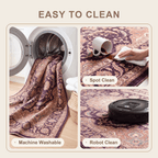 Hardhead Traditional Distressed Medallion Aubergine Rose Ivory Washable Indoor Outdoor Entryway Rug - RugzellaDigital Print RugRugzellaRugzellaBBB570-RECT-24x47-60x120cmRGZLLA171406Rectangle2' x 3'11" (60x120 cm)SHARED | Hardhead feature clean