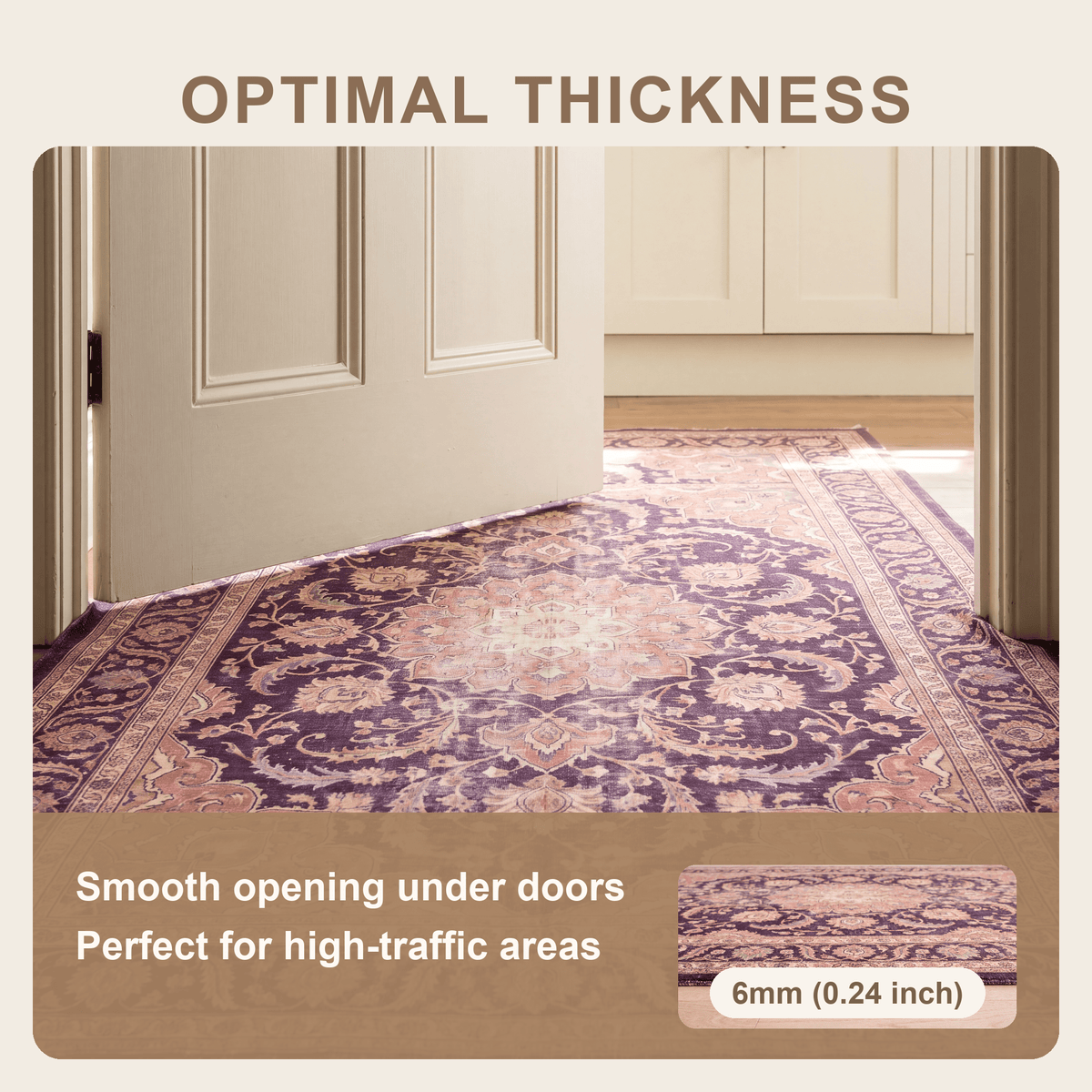 Hardhead Traditional Distressed Medallion Aubergine Rose Ivory Washable Indoor Outdoor Entryway Rug - RugzellaDigital Print RugRugzellaRugzellaBBB570-RECT-24x47-60x120cmRGZLLA171406Rectangle2' x 3'11" (60x120 cm)SHARED | Hardhead feature thickness