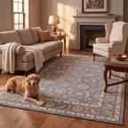 Harebell Traditional Floral Border Slate Gray Bone Gold Washable Indoor Outdoor Entryway Rug - RugzellaDigital Print RugRugzellaRugzellaBBB571-RECT-24x47-60x120cmRGZLLA171741Rectangle2' x 3'11" (60x120 cm)RECTANGLE | Harebell rectangle livingroom