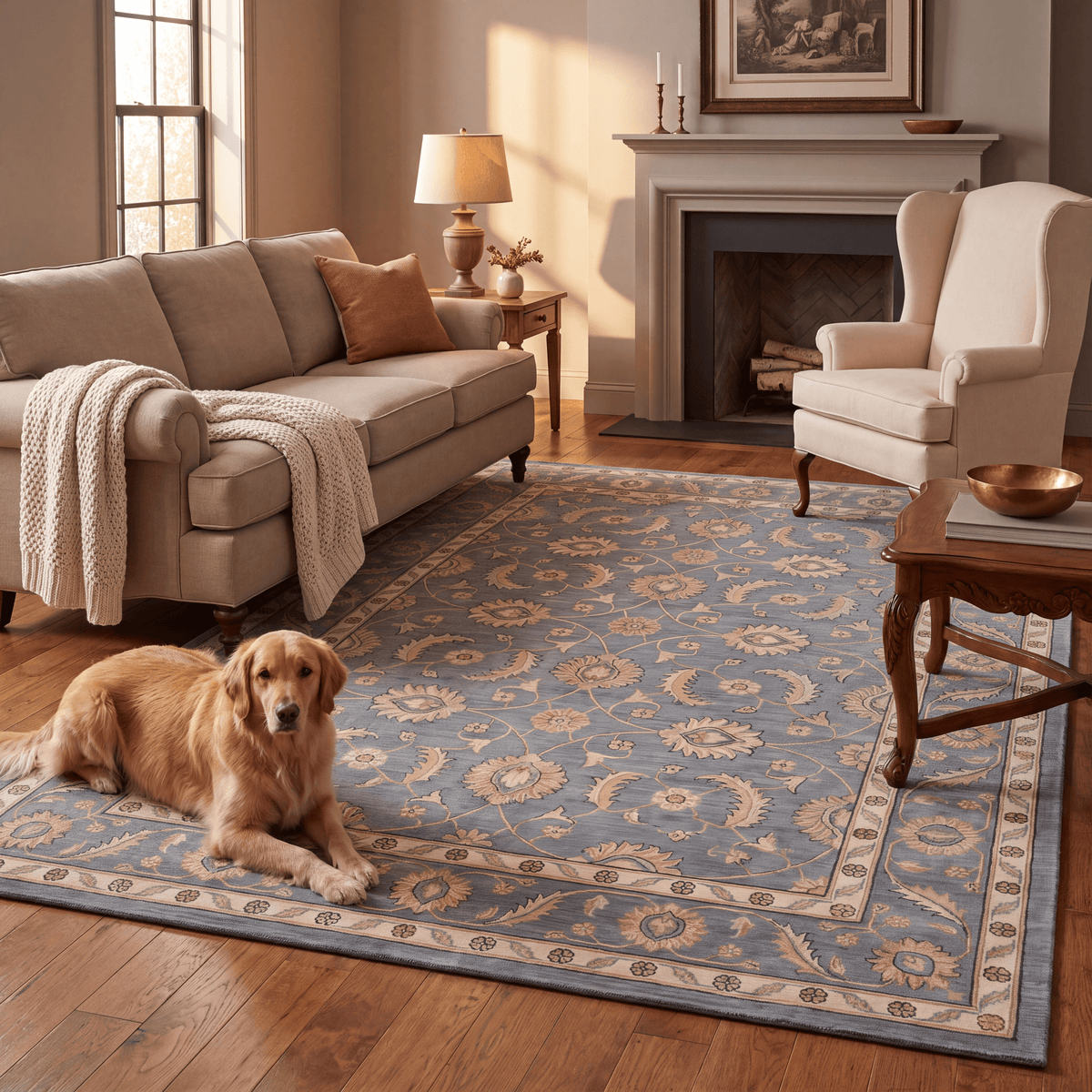 Harebell Traditional Floral Border Slate Gray Bone Gold Washable Indoor Outdoor Entryway Rug - RugzellaDigital Print RugRugzellaRugzellaBBB571-RECT-24x47-60x120cmRGZLLA171741Rectangle2' x 3'11" (60x120 cm)RECTANGLE | Harebell rectangle livingroom