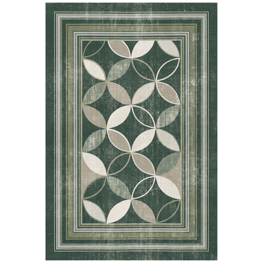 Hawkbit Modern Overlapping Circles Forest Green Moss Bone Washable Indoor Outdoor Entryway Rug - RugzellaDigital Print RugRugzellaRugzellaBBB572-RECT-24x47-60x120cmRGZLLA172076Rectangle2' x 3'11" (60x120 cm)RECTANGLE | HERO | Hawkbit rectangle