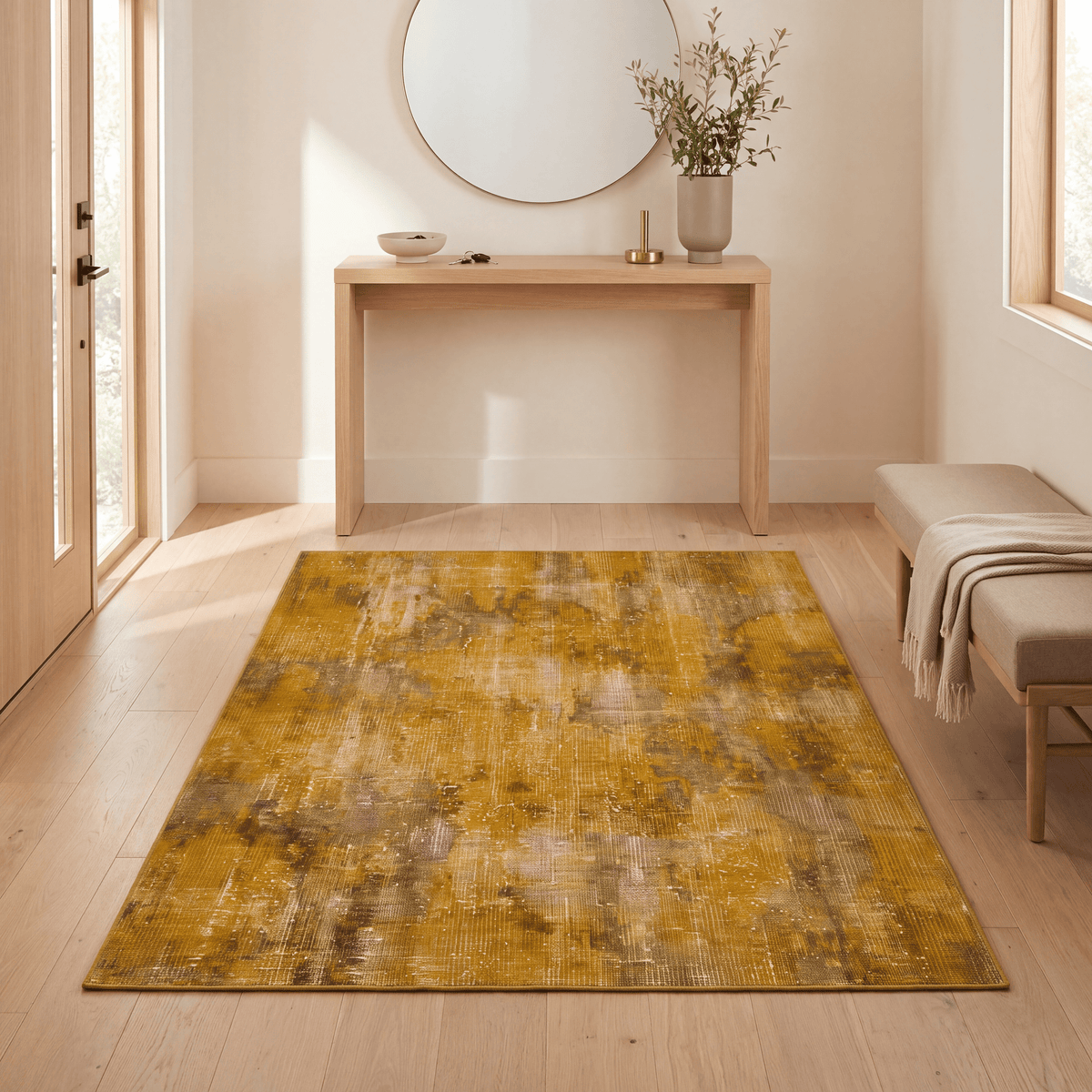 Hawkweed Modern Distressed Solid Ochre Olive Stone Washable Indoor Outdoor Entryway Rug - RugzellaDigital Print RugRugzellaRugzellaBBB573-RECT-24x47-60x120cmRGZLLA172411Rectangle2' x 3'11" (60x120 cm)RECTANGLE | Hawkweed rectangle entryway