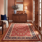 Hazeldean Traditional Floral Medallion Border Red Navy Cream Gold Washable Indoor Outdoor Entryway Rug - RugzellaDigital Print RugRugzellaRugzellaBBB456-RECT-24x47-60x120cmRGZLLA129531Rectangle2' x 3'11" (60x120 cm)RECTANGLE | Hazeldean rectangle entryway