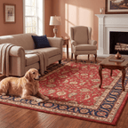 Hazeldean Traditional Floral Medallion Border Red Navy Cream Gold Washable Indoor Outdoor Entryway Rug - RugzellaDigital Print RugRugzellaRugzellaBBB456-RECT-24x47-60x120cmRGZLLA129531Rectangle2' x 3'11" (60x120 cm)RECTANGLE | Hazeldean rectangle livingroom