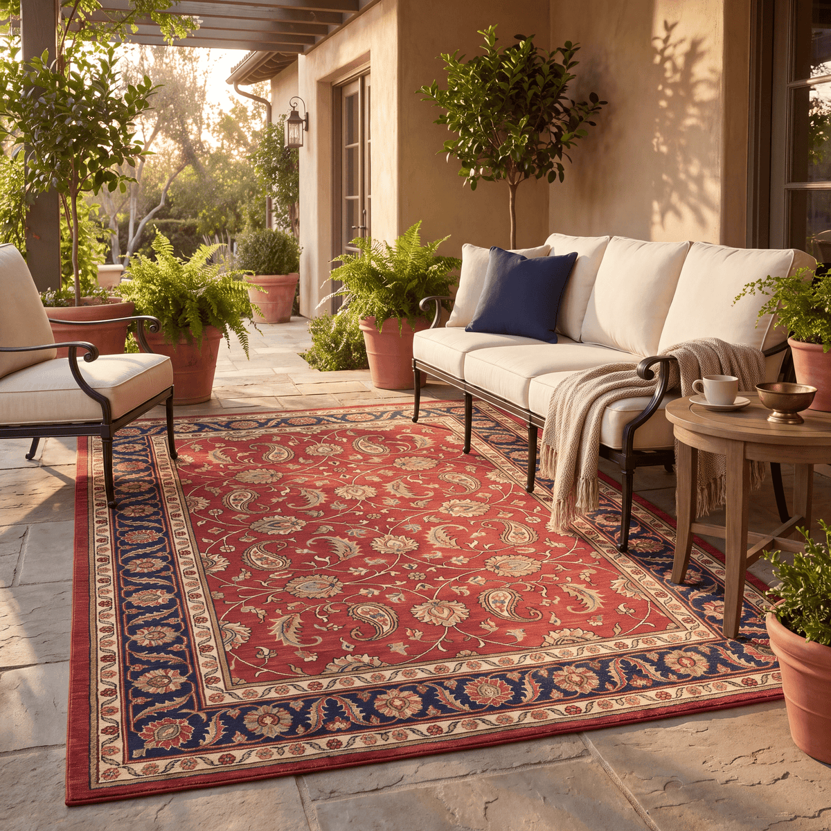 Hazeldean Traditional Floral Medallion Border Red Navy Cream Gold Washable Indoor Outdoor Entryway Rug - RugzellaDigital Print RugRugzellaRugzellaBBB456-RECT-24x47-60x120cmRGZLLA129531Rectangle2' x 3'11" (60x120 cm)RECTANGLE | Hazeldean rectangle outdoor