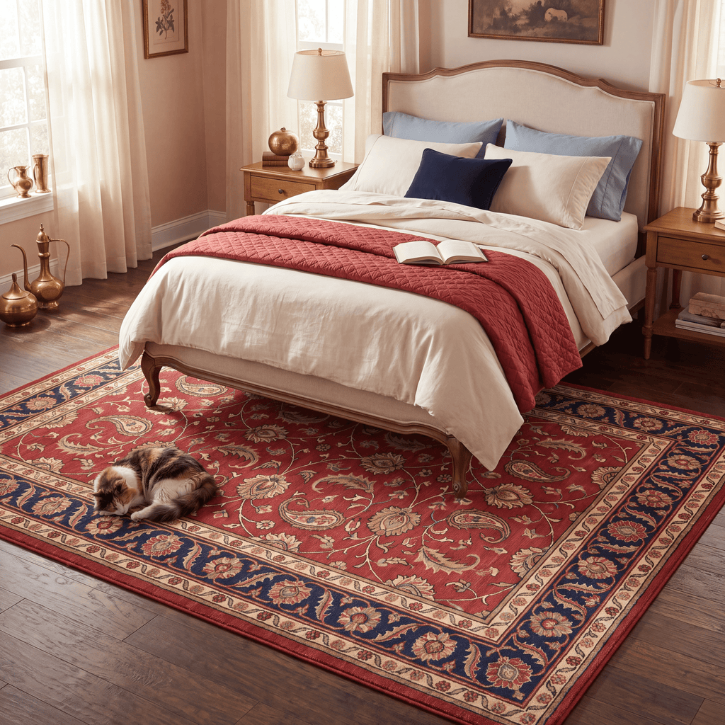 Hazeldean Traditional Floral Medallion Border Red Navy Cream Gold Washable Indoor Outdoor Entryway Rug - RugzellaDigital Print RugRugzellaRugzellaBBB456-RECT-24x47-60x120cmRGZLLA129531Rectangle2' x 3'11" (60x120 cm)RECTANGLE | Hazeldean rectangle bedroom