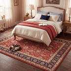 Hazeldean Traditional Floral Medallion Border Red Navy Cream Gold Washable Indoor Outdoor Entryway Rug - RugzellaDigital Print RugRugzellaRugzellaBBB456-RECT-24x47-60x120cmRGZLLA129531Rectangle2' x 3'11" (60x120 cm)RECTANGLE | Hazeldean rectangle bedroom