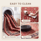 Hazeldean Traditional Floral Medallion Border Red Navy Cream Gold Washable Indoor Outdoor Entryway Rug - RugzellaDigital Print RugRugzellaRugzellaBBB456-RECT-24x47-60x120cmRGZLLA129531Rectangle2' x 3'11" (60x120 cm)SHARED | Hazeldean feature clean