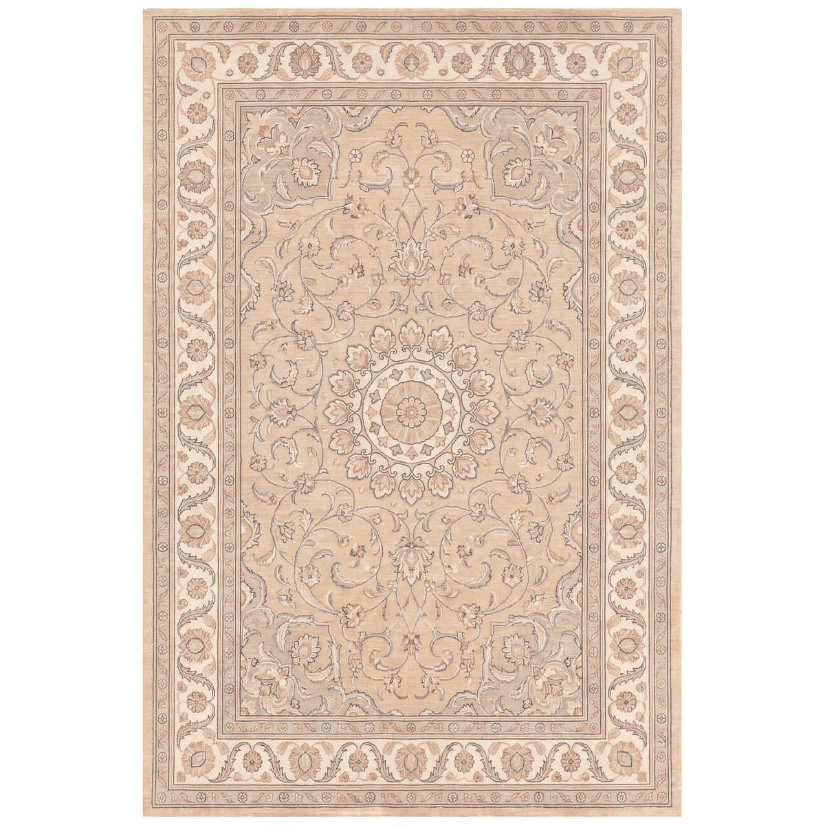 Headland2 Traditional Medallion Border Beige Grey Blush Cream Washable Indoor Outdoor Entryway Rug - RugzellaDigital Print RugRugzellaRugzellaBBB422-RECT-24x47-60x120cmRGZLLA122161Rectangle2' x 3'11" (60x120 cm)RECTANGLE | HERO | Headland2 rectangle