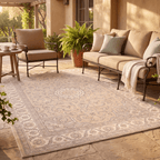 Headland2 Traditional Medallion Border Beige Grey Blush Cream Washable Indoor Outdoor Entryway Rug - RugzellaDigital Print RugRugzellaRugzellaBBB422-RECT-24x47-60x120cmRGZLLA122161Rectangle2' x 3'11" (60x120 cm)RECTANGLE | Headland2 rectangle outdoor
